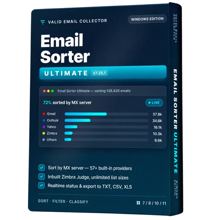 Email Sorter Ultimate software interface