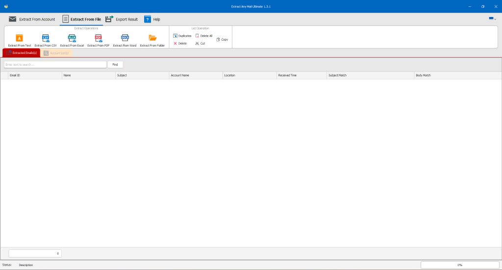 Email extraction from local files