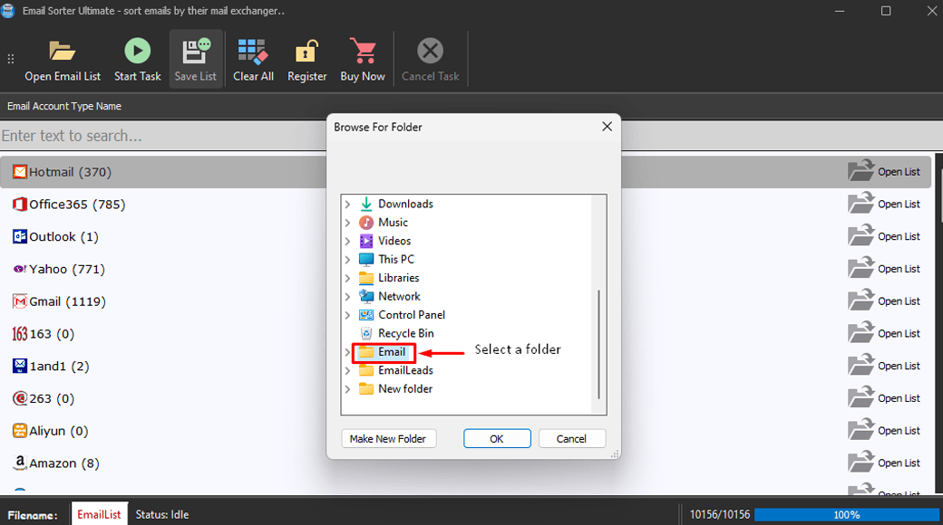 Select Output Folder