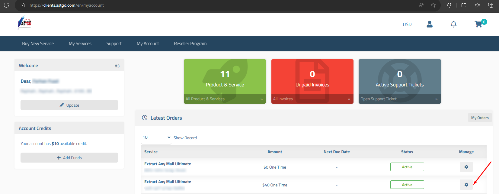 Manage license option